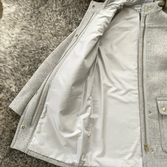 J. Crew Pea Coat with Faux Fur Hood - Picture 2 of 11